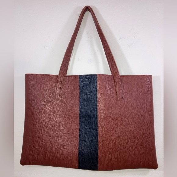 Vince Camuto Handbags - Vince Camuto Luck Tote Rust Black Vegan Leather Handbag